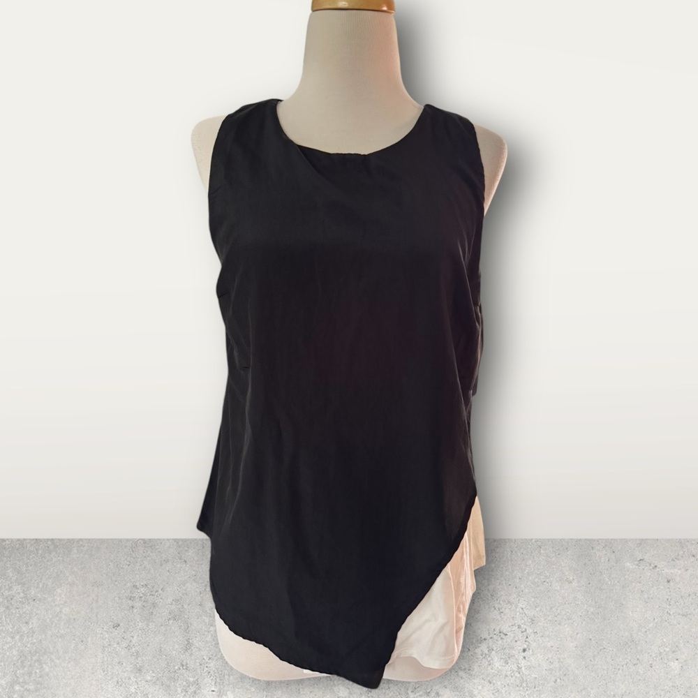 NWT Anthropologie Black & White Silky Sleeveless Women's Top by Bordeaux